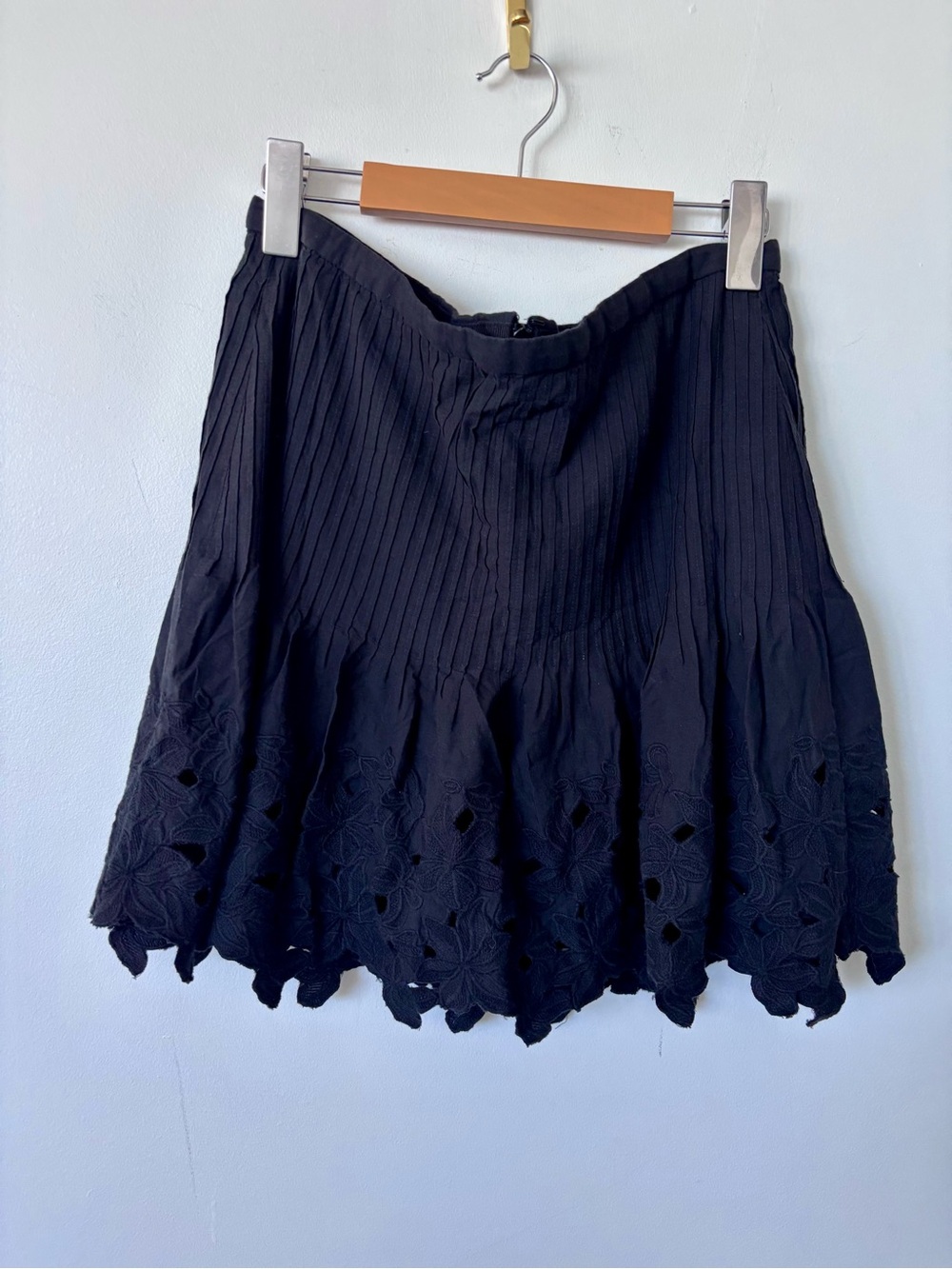 J. Crew black floral lace skirt